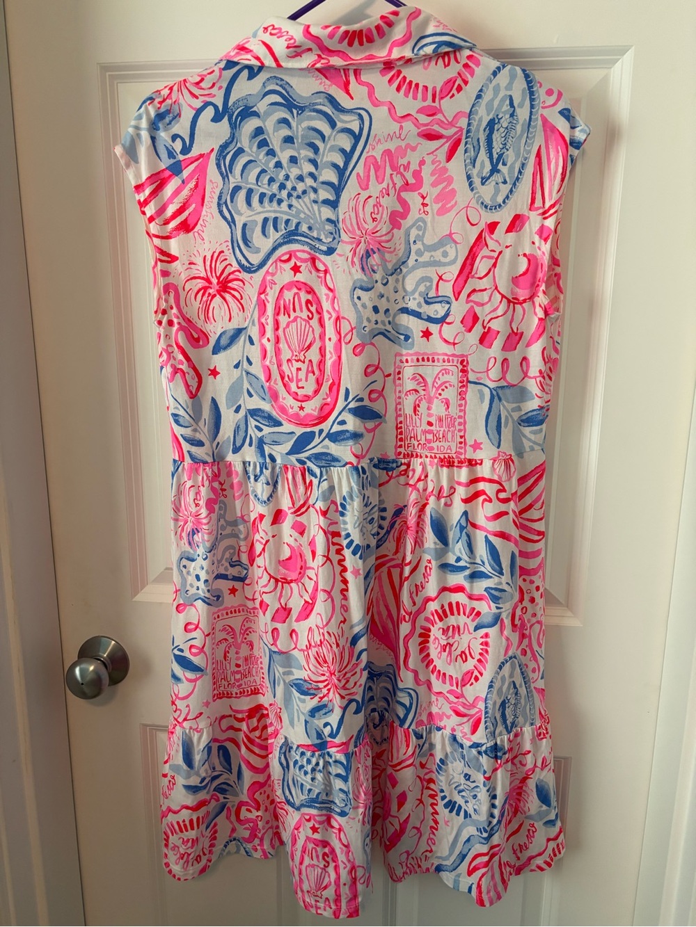 Lilly Pulitzer Arley Button Dress Sun Sea Sand Blue Pink Red White Sz S - EUC! - Picture 4 of 6